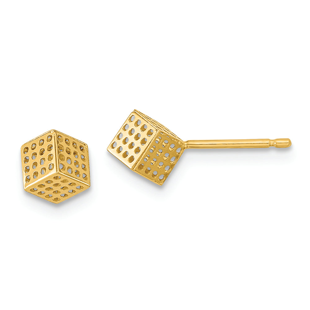 Aretes con Poste de Bloque Hueco en Oro de 14k