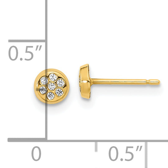 Pendientes circulares con circonita cúbica pulida de 14 quilates