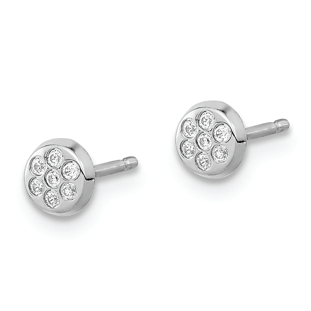 Aretes Circulares con Relleno de Circonita Cúbica en Oro Blanco de 14k