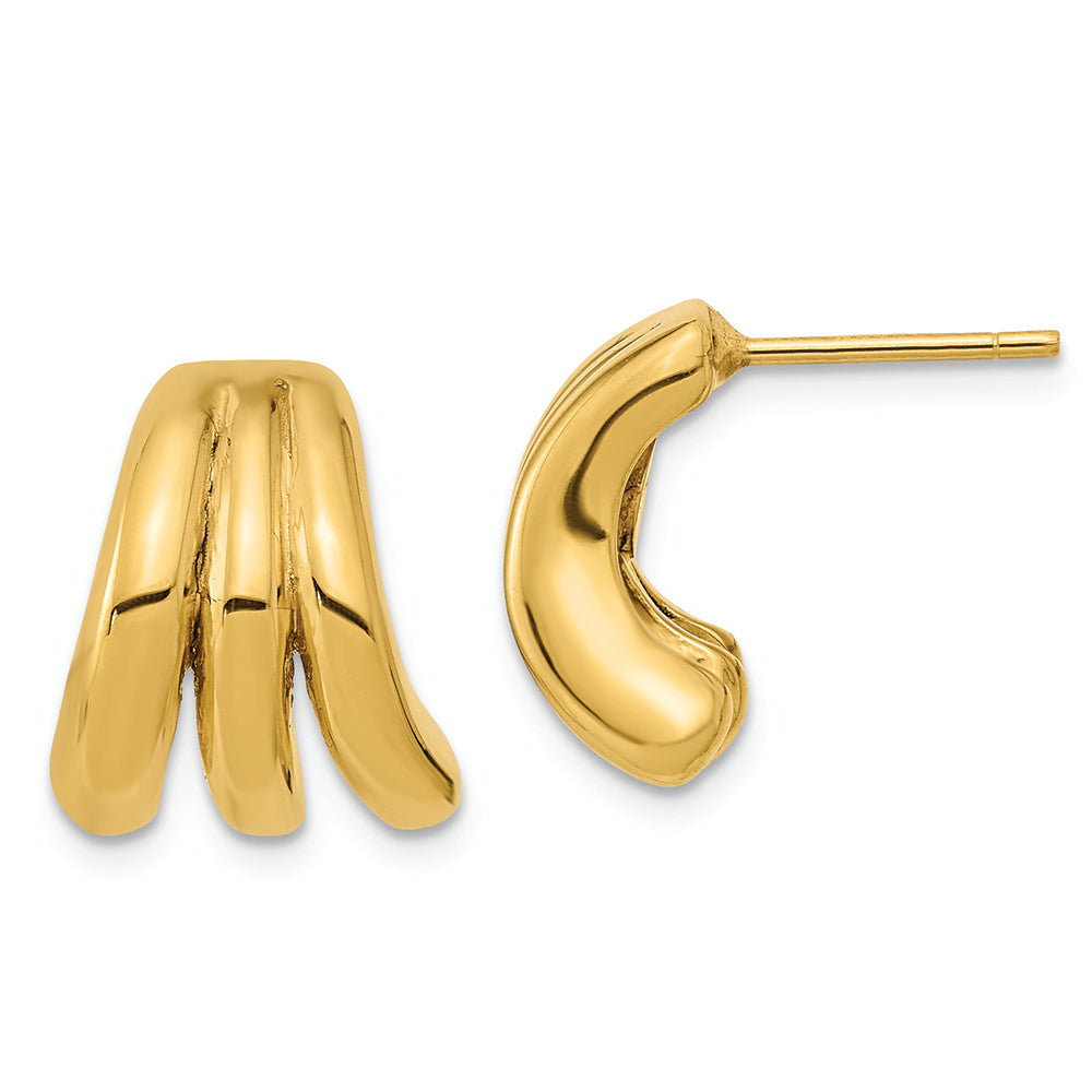 Aretes con Poste Hueco Pulido en Oro de 14k