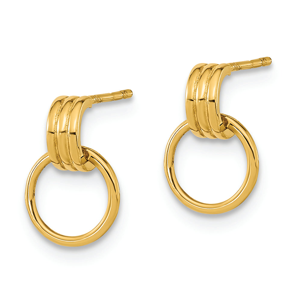 Aretes de Círculo Colgante Pulidos en Oro Amarillo de 14k