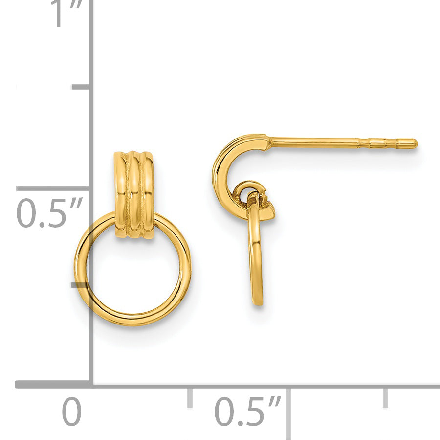 Aretes de Círculo Colgante Pulidos en Oro Amarillo de 14k