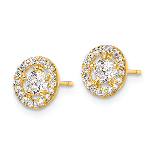 Aretes con Halo de Circonita Cúbica de 14k