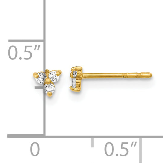 Pendientes con forma de triángulo con circonita cúbica pulida de 14 quilates