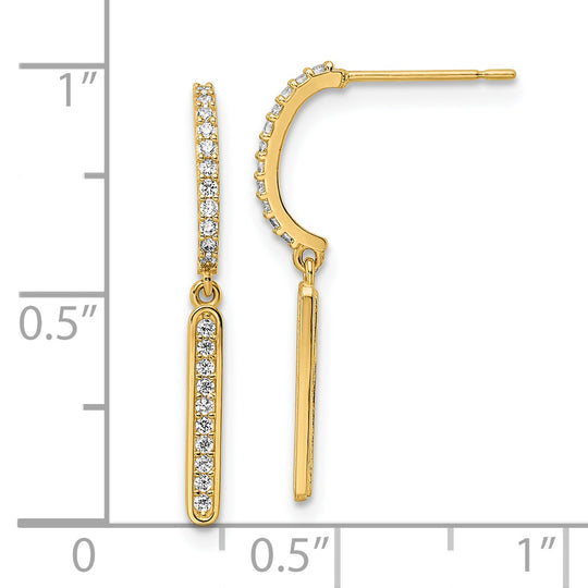 Aretes Colgantes con Circonita Cúbica en Oro de 14K