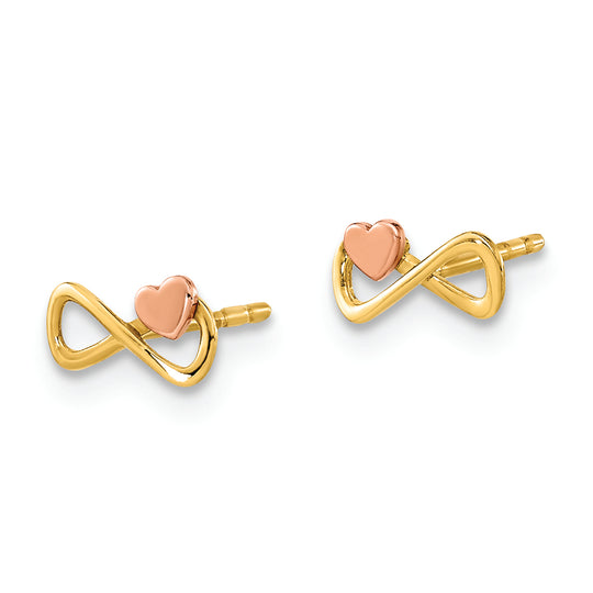 Aretes Nudo Infinito en Oro Bicolor de 14k