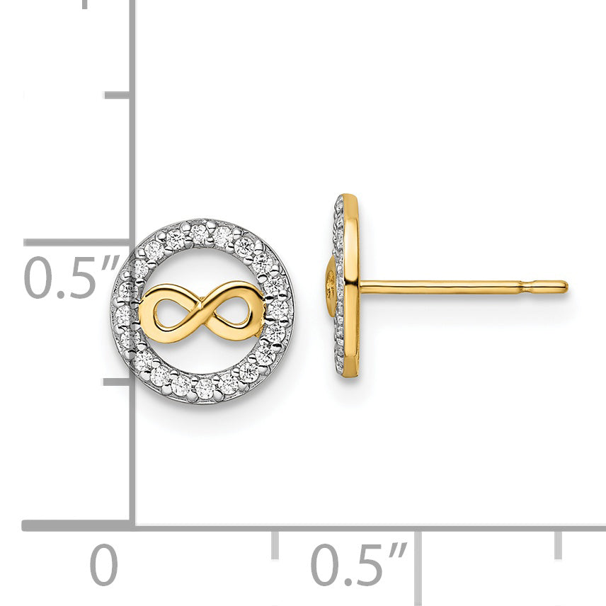 Aretes de Símbolo de Infinito con Circonita Cúbica en Oro de 14k