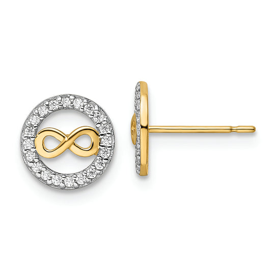 Aretes de Símbolo de Infinito con Circonita Cúbica en Oro de 14k