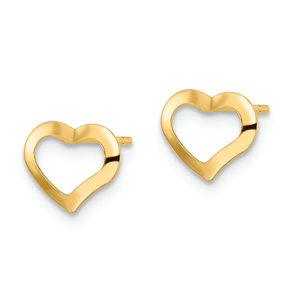 Aretes con Forma de Corazón Pulido de 14k