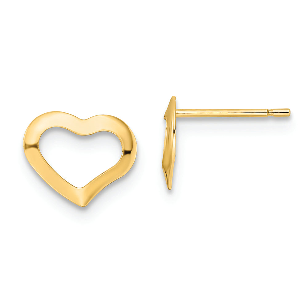 Aretes con Forma de Corazón Pulido de 14k