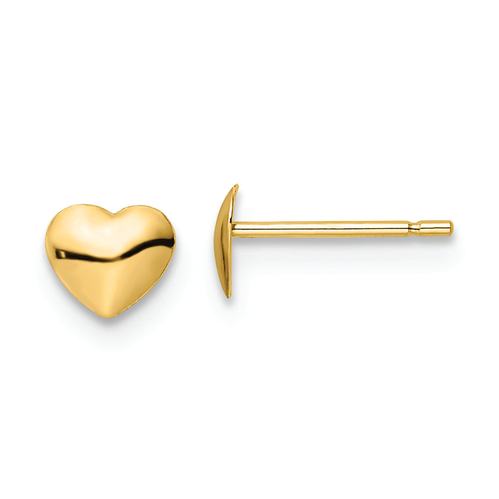 Aretes de Corazón Pulido de 14k