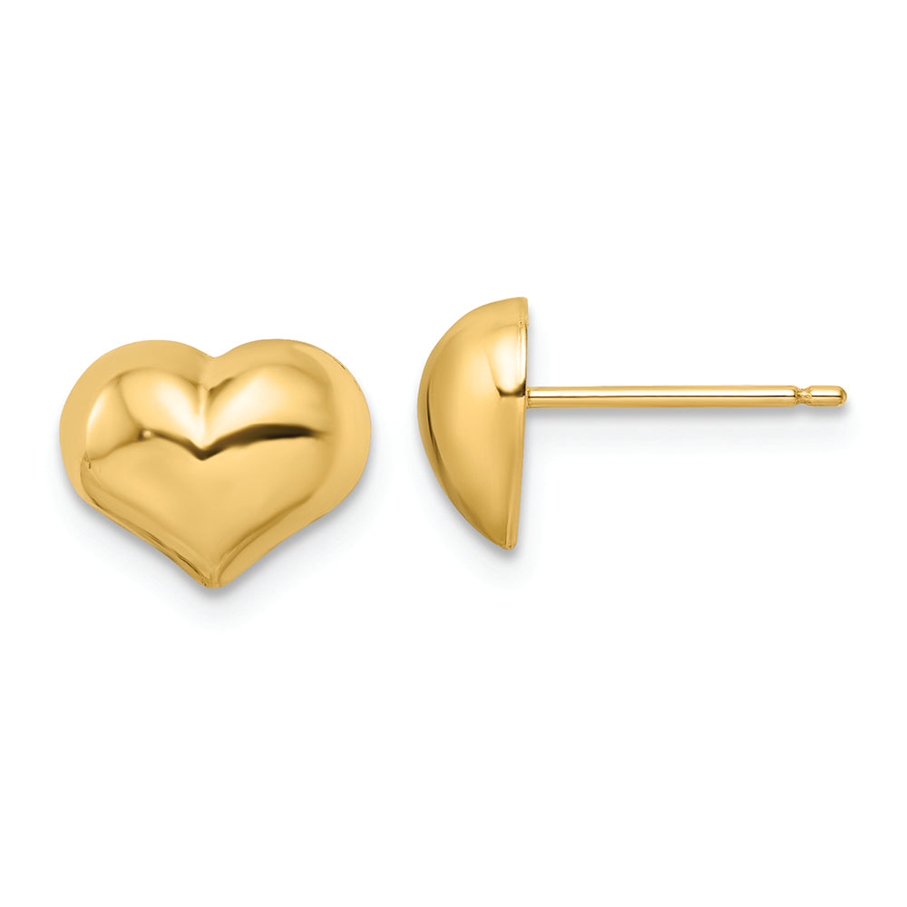 Aretes de Corazón Inflado y Pulido en Oro de 14k