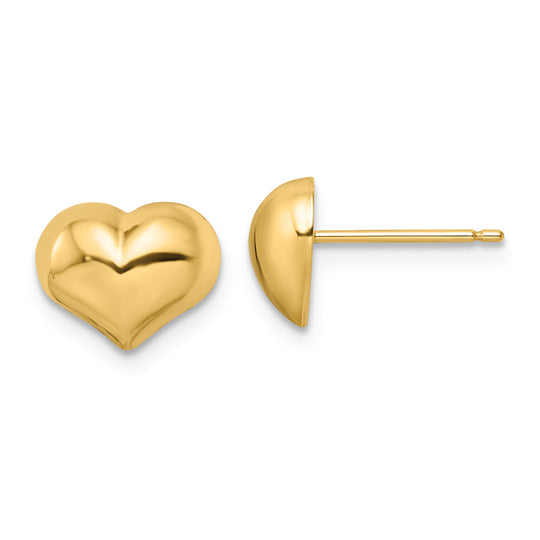 Aretes de Corazón Inflado y Pulido en Oro de 14k