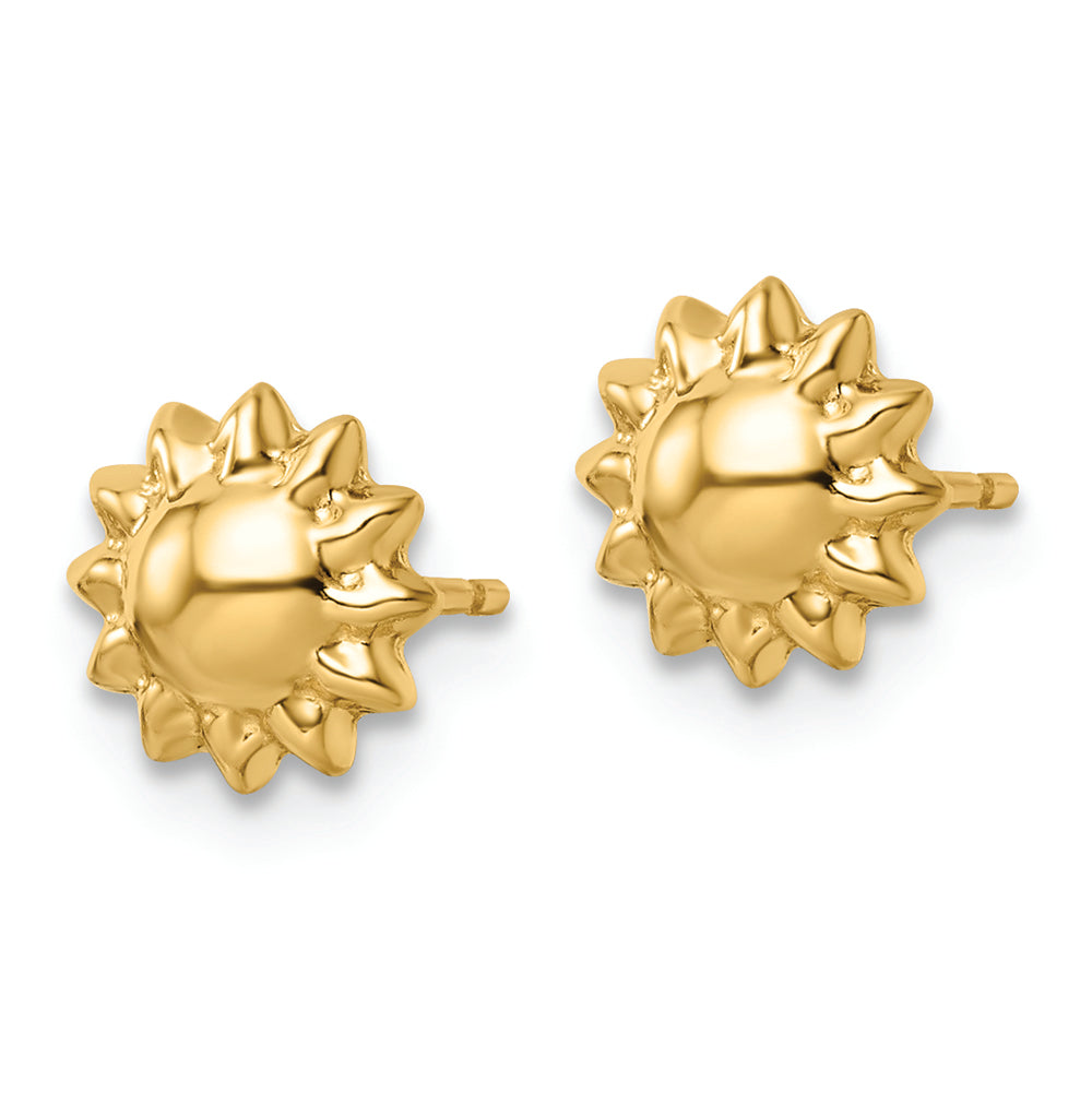 Aretes con Forma de Poste Solar Pulido en Oro de 14k