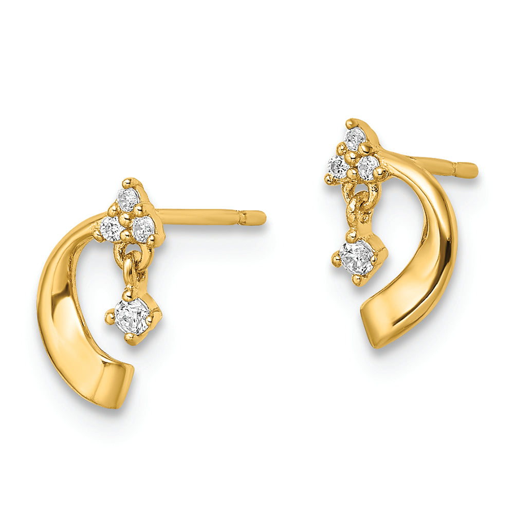 Aretes con Poste de Circonita Cúbica de 14k