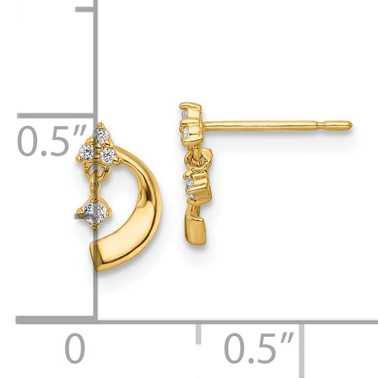 Aretes con Poste de Circonita Cúbica de 14k