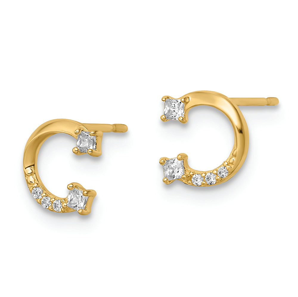 Aretes en Forma de Herradura con Circonita Cúbica en Oro de 14k