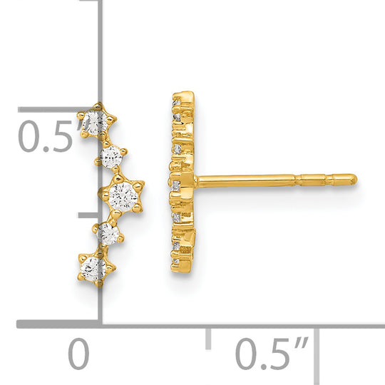 Aretes Colgantes de Oro Amarillo de 14K con Circonia Cúbica (CZ)