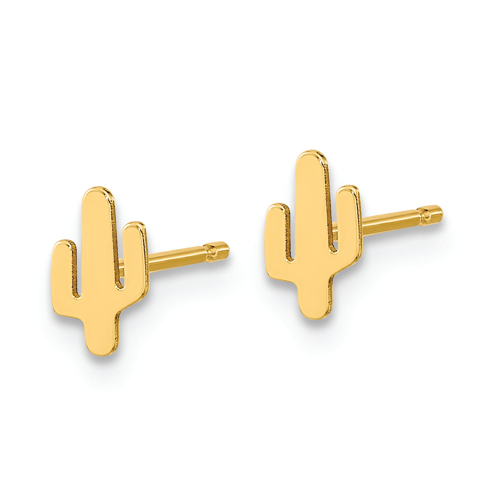 Aretes con Poste de Cactus Pulidos en Oro de 14k