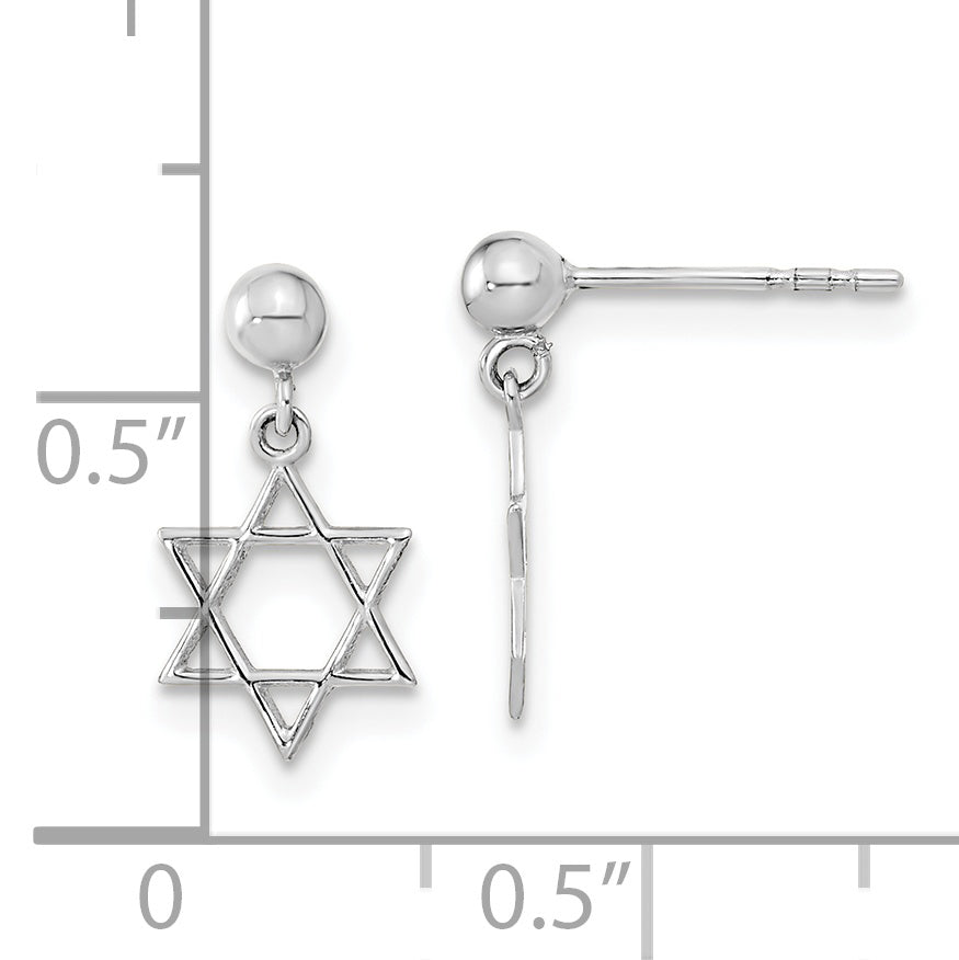 Pendientes colgantes con forma de estrella de David pulida de 14 KW