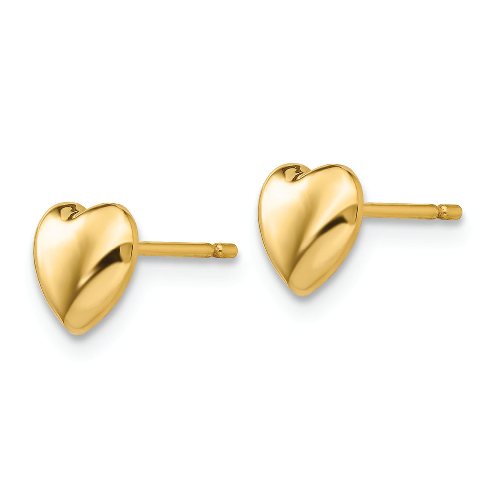 Aretes de Corazón Pulido en Oro de 14 k