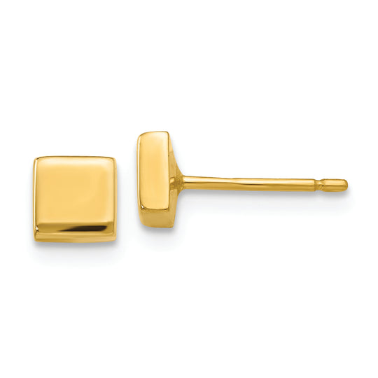 Oreja de poste cuadrado pulida de 14k