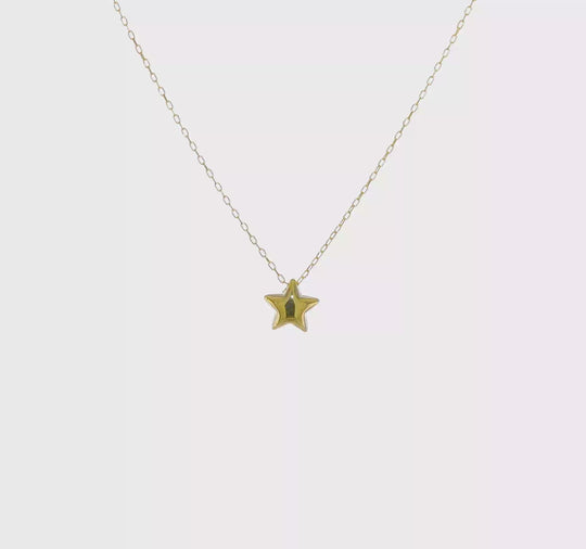 Collar de Estrella Inflada Pulida de 14k - 16.5 pulgadas