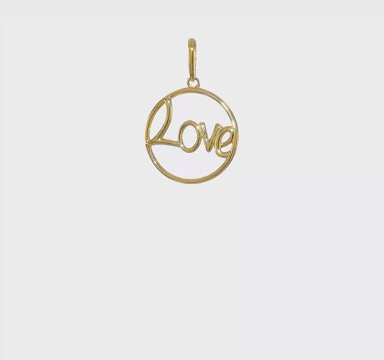 Colgante de Circulo Pulido LOVE en Oro de 14k