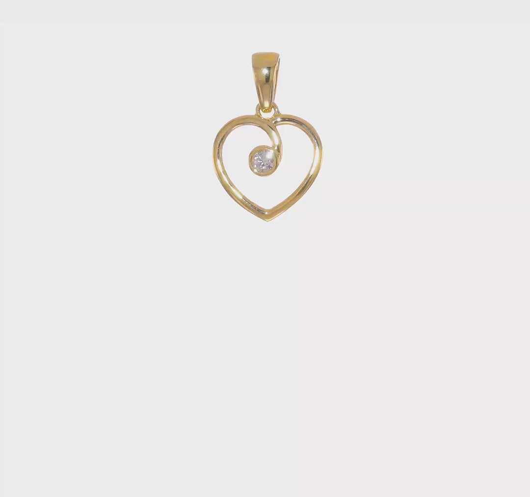 Colgante Corazón Pulido con Diamante en Oro Amarillo de 14K