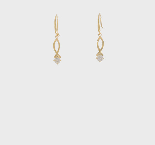 Pendientes Colgantes de Oro Amarillo de 14k con Zirconia Cúbica (CZ)