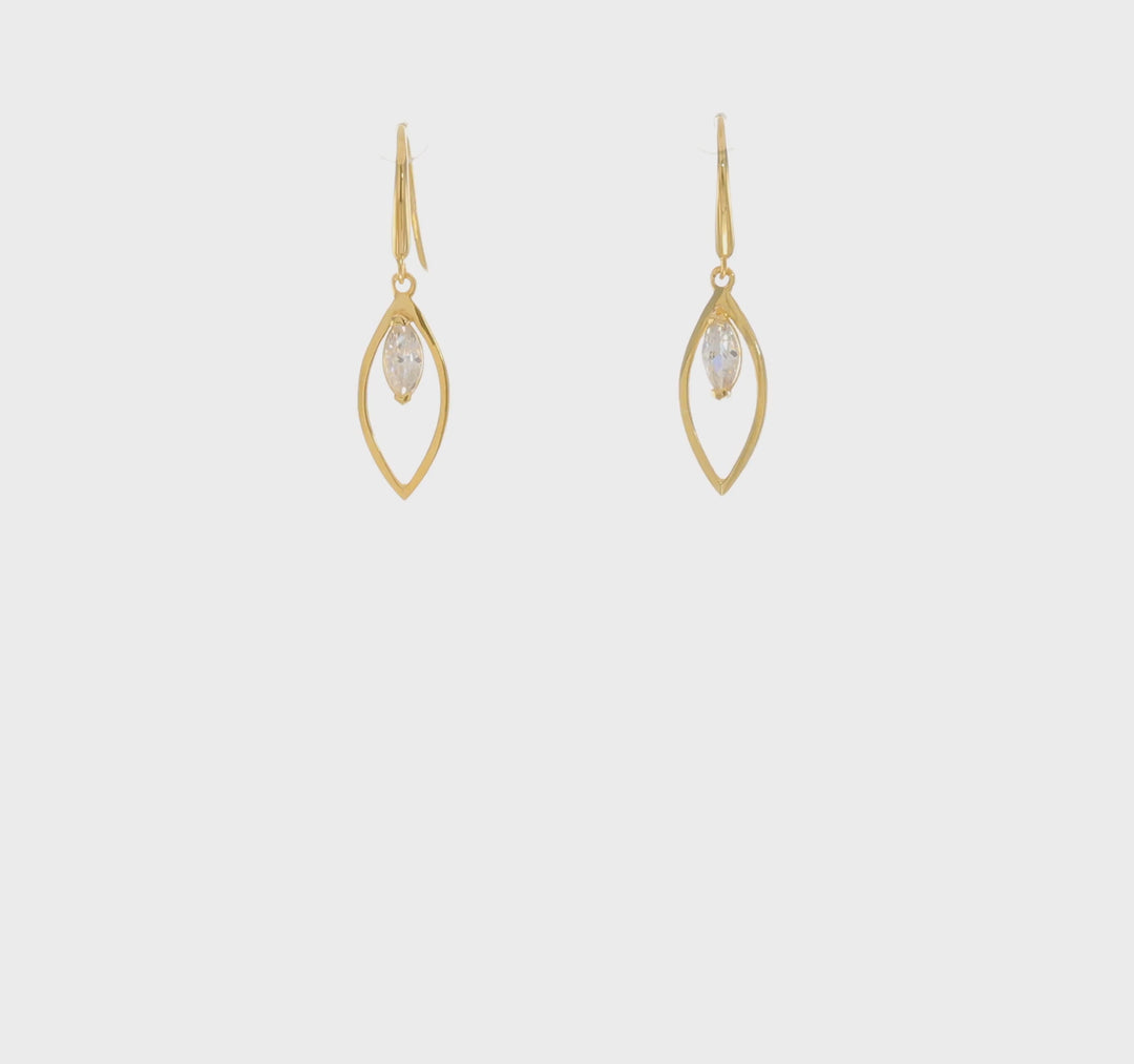 Pendientes Colgantes de Oro Amarillo de 14k con Zirconia Cúbica (CZ)