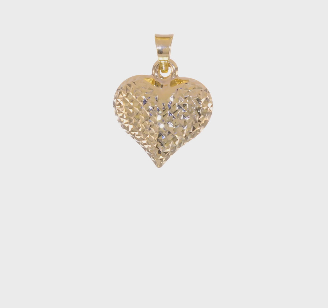 Dije de Corazón Grande con Corte Diamante Pulido en Oro Amarillo 14K