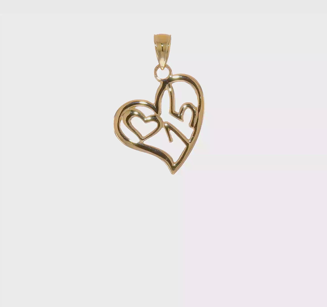 Dije Corazón #15 en Oro Amarillo 14K