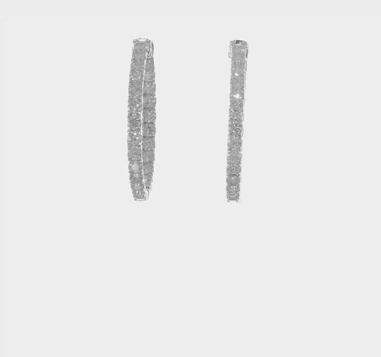 Aretes Aros In and Out con Diamantes Lab Grown en Oro Blanco de 14k (4 7/8 quilates)