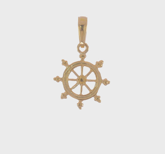 Colgante de Rueda de Timón de Barco de Oro 14K