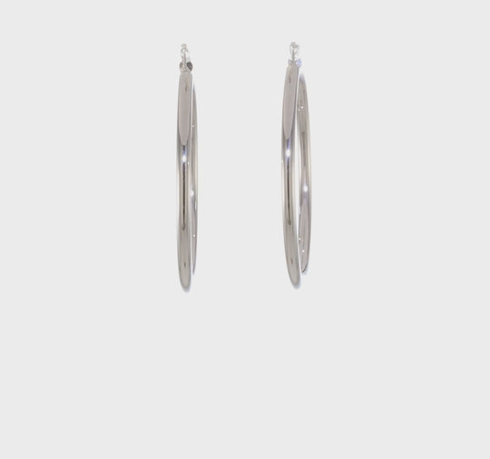 Aros Livianos de Tubo en Oro Blanco de 14k Pulidos (3mm x 50mm)