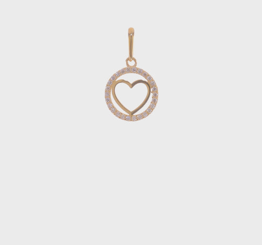 Colgante de Corazón con Circonia Cúbica en Oro Amarillo de 14K