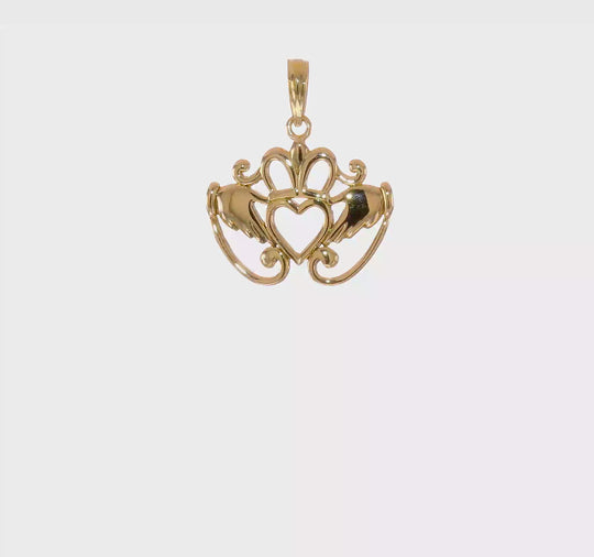 Colgante Fancy Claddagh en Oro de 14k