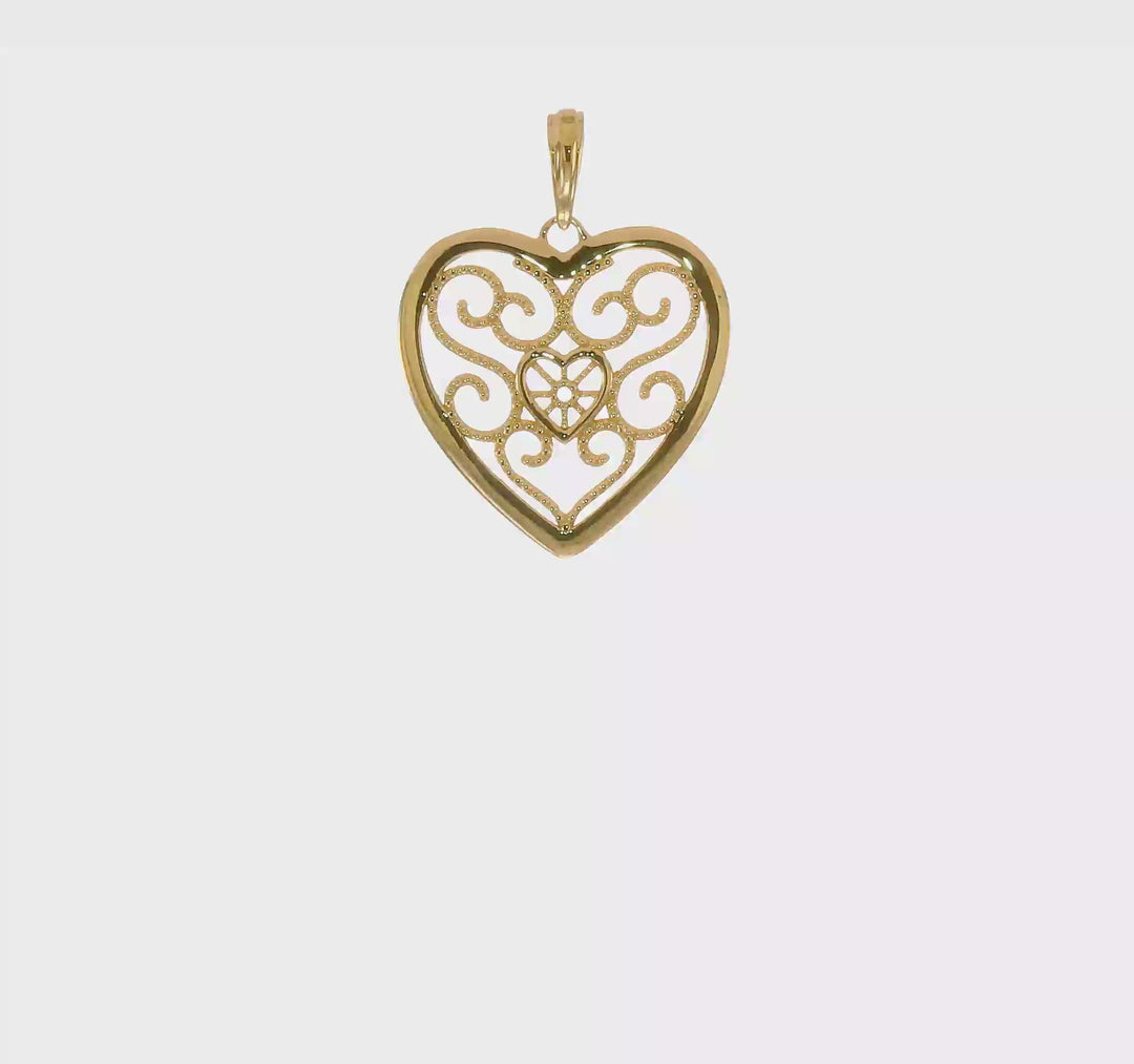 Dije Fancy Corazón en Oro Amarillo de 14K