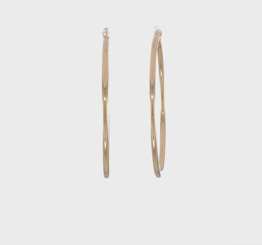 Pendientes de Aro Tubo Livianos Pulidos de Oro Amarillo de 14K de 2x45 mm