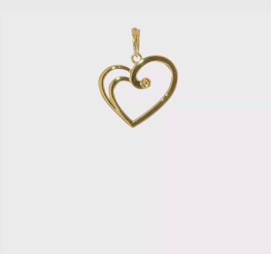 Dije de Corazón Abierto Fancy en Oro Amarillo de 14K