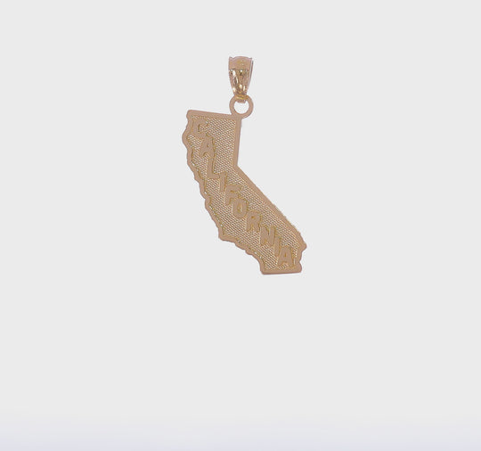 Colgante del Mapa del Estado de California en Oro Amarillo de 14k