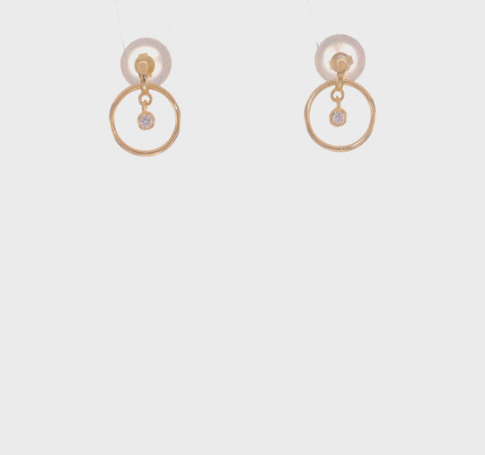 Pendientes Colgantes Infantiles Madi K de Oro Amarillo de 14k con Zirconia Cúbica (CZ)