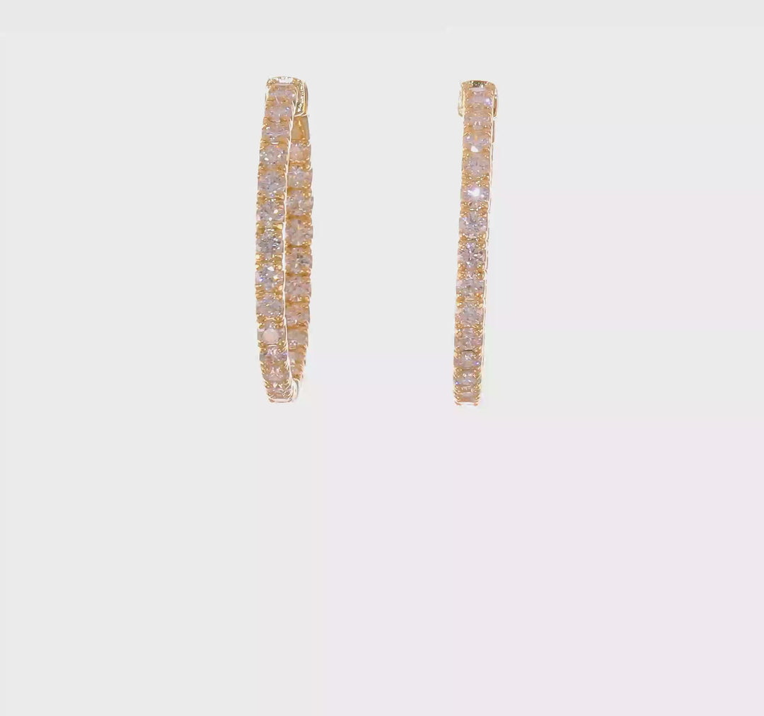 Aretes de Aro "In and Out" con Broche de Seguridad en Oro Amarillo de 14k y Diamantes Crecidos en Laboratorio (4 7/8 ct)