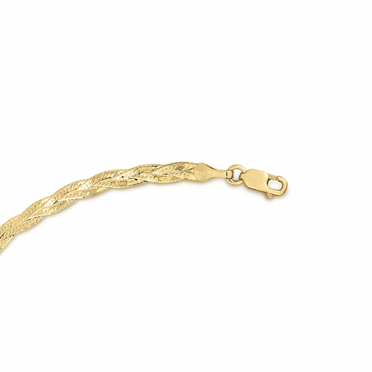 Pulsera de Espiga Trenzada en Oro Amarillo de 14k